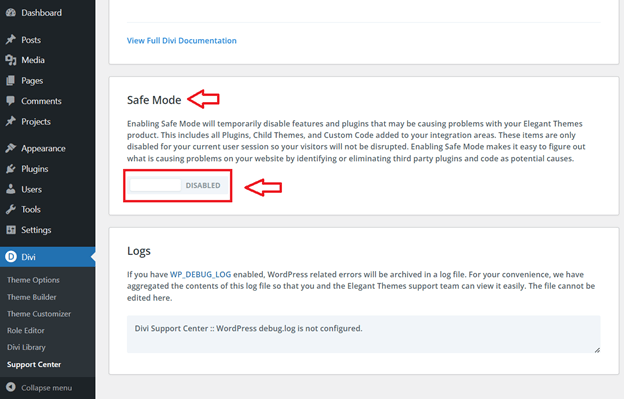 How to enable safe mode in Divi Theme to fix Divi Theme issues