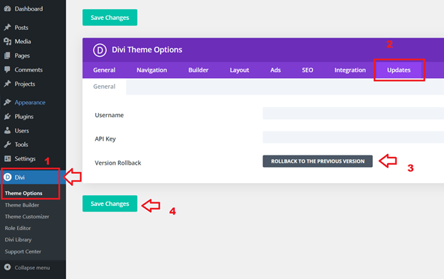 Use Divi Roll back feature to fix Divi Theme Issues