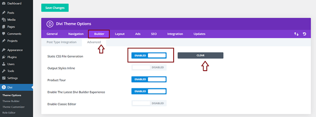 Fix Divi Theme issues and Problems by clearing cache.